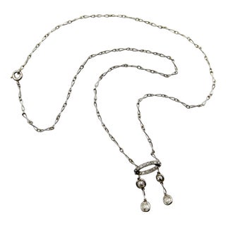 1900-1909 Edwardian Platinum Old Mine Cut Diamond Negligee Necklace For Sale