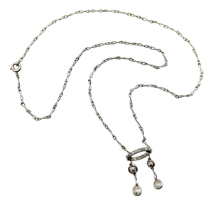 1900-1909 Edwardian Platinum Old Mine Cut Diamond Negligee Necklace