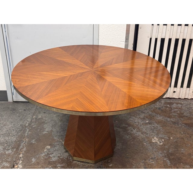 Design Plus Gallery presents the Quillen Marquetry Round Walnut Pedestal Dining Table from Anthropologie. This sculptural...
