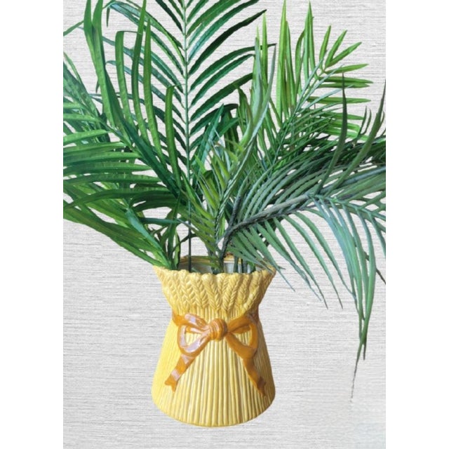 Fitz and Floyd Vintage Ceramic Sheaf of Wheat Golden Planter Pot Vase Vessel For Sale - Image 4 of 5