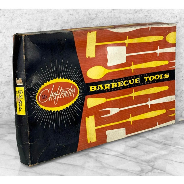 Mid-Century Modern Mid-Century California Atomic 5pc Walnut & Stainless Steel Barbecue Grilling Tools For Sale - Image 3 of 7