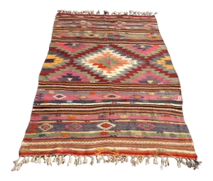Vintage Turkish Kilim Rug - 57" X 87.5"