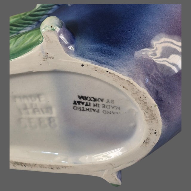 Ceramic Vintage Hand Painted Ceramic Made in Italy Eggplant Form Aubergine Pitcher For Sale - Image 7 of 8