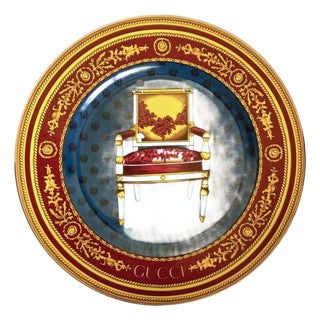 Vintage 1980s Gucci Porcellana Neoclassical Chair Decorative Plate For Sale