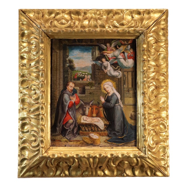 Follower of Gerard David, Nativity Scene, 1600, Oil Painting For Sale