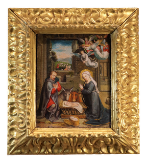 Follower of Gerard David, Nativity Scene, 1600, Oil Painting