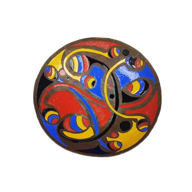 Black Multi-Colored Enameled Bronze Bowl by Mario Marè, 1972 For Sale - Image 8 of 10