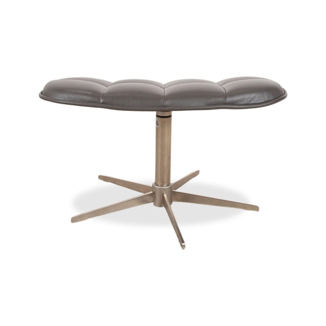 Boston Leather Armchair with Ottoman in Grey Brown Taupe Estoril Semi Aniline Leather 0959 with Manual Swivel and Rocking Function from Boconcept For Sale - Image 18 of 18