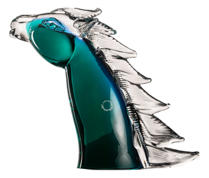Blue and Green Murano Glass Horse Sculpture by Vincenzo Nason