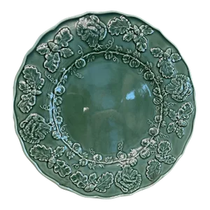 Vintage Bordallo Pinheiro Majolica Turkey Platter in Green