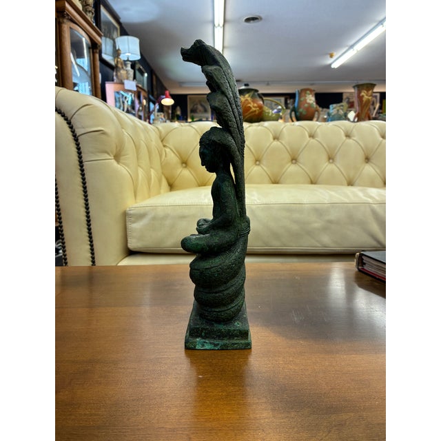 Asian Antique Khmer Bronze Naga Enthroned Buddha, 13th Century, Bayon Period For Sale - Image 3 of 14