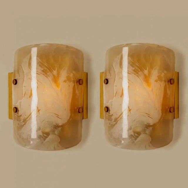 Glass and Brass Wall Sconces from Kalmar, 1960s, Set of 2 For Sale - Image 8 of 10
