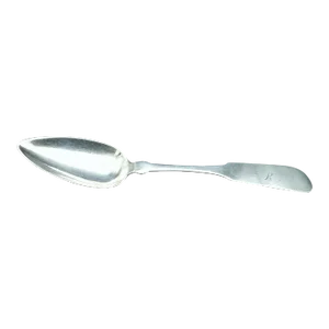 Antique Hall & Elton Coin Silver Fiddle Wing Serving Spoon 1841 Geneva Ny