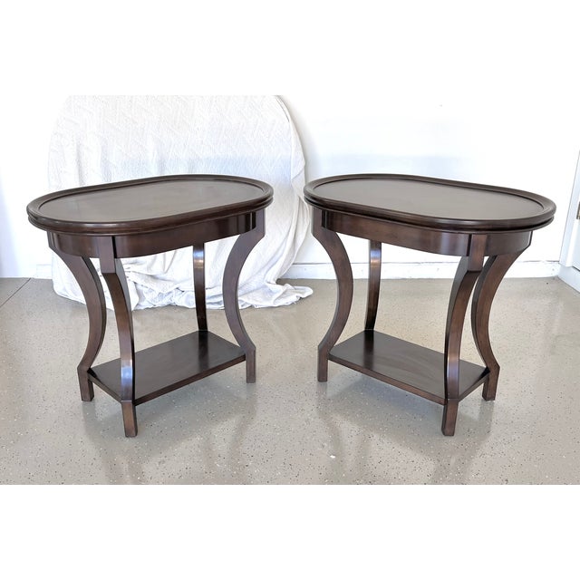 Early 21st Century Dark Wood Oversized End Tables, Nightstands - Set of 2 For Sale - Image 5 of 12