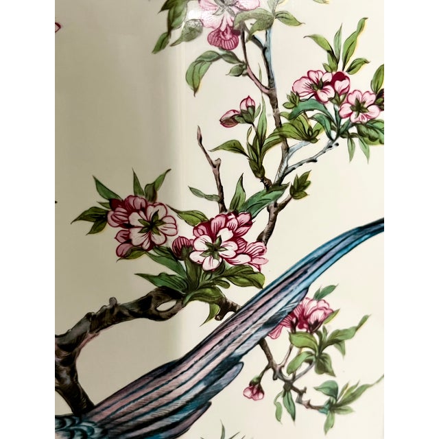 Pair of Vintage Chinoiserie Ceramic Ginger Jar Table Lamps With Transferware Bird Motif For Sale - Image 16 of 16