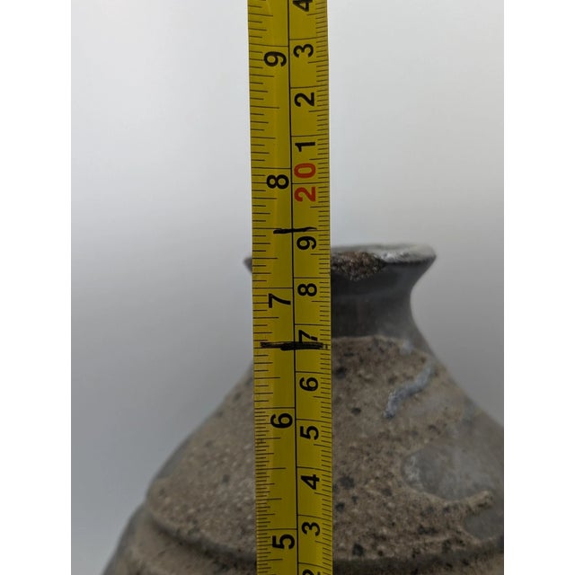 Brown Vintage Mid Century Studio Pottery Multi Textured Speckled Stoneware Vase For Sale - Image 8 of 9