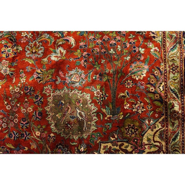 Mid 20th Century Small Traditional Rust Floral Antique Tabriz Knotted Wool Rug For Sale In New York - Image 6 of 7