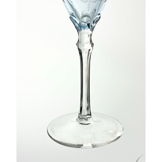 Glass 1930s Fostoria “Versailles, Blue” Pair of Water Glasses For Sale - Image 7 of 7