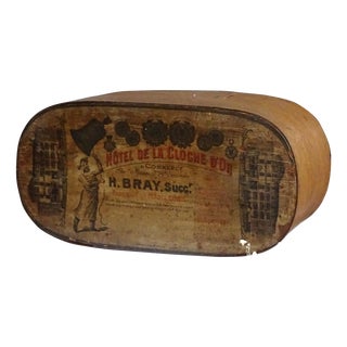 Early 20th Century Antique French Wood Advertising Tine Box For Sale
