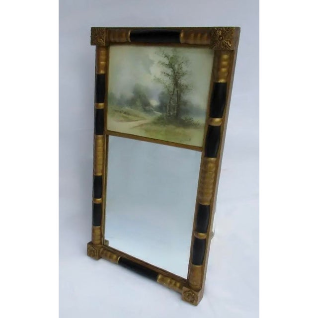 Late 19th Century Hitchkok Federal-Style Gilt Carved Wood Mirror With Signed Reverse Painted Eglomise Mirror For Sale In Rochester - Image 6 of 18
