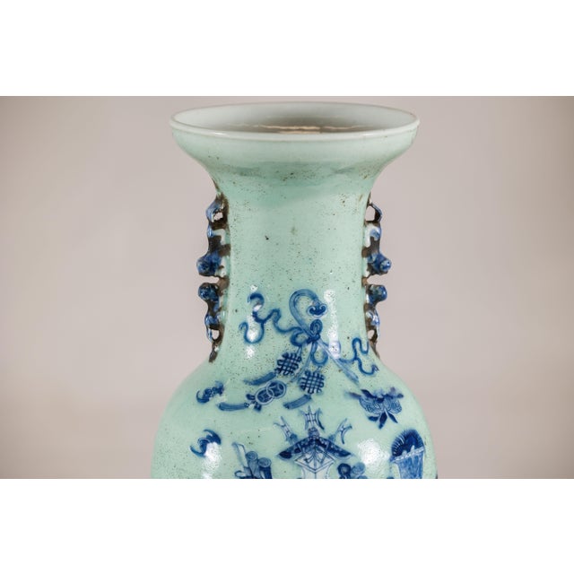 Blue 19th Century Chinese Porcelain Vase with Cobalt Blue Scholars Objects For Sale - Image 8 of 18