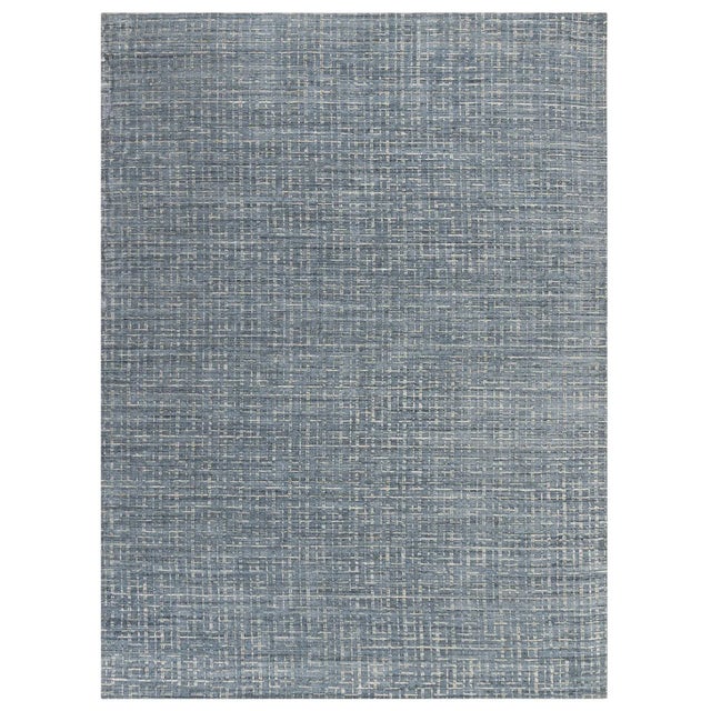 Simplicity Comfort Blue Gray Contemporary Handwoven Rug, 10' X 14' For Sale - Image 9 of 9