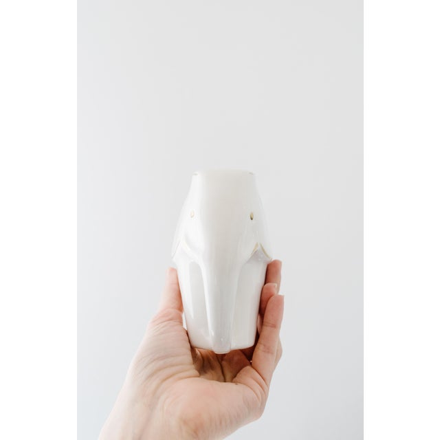 Mid-Century Modern 1960s Mid-Century Modern Handmade Ivory and Gold Glazed Porcelain Elephant Set - 3 Pieces For Sale - Image 3 of 11