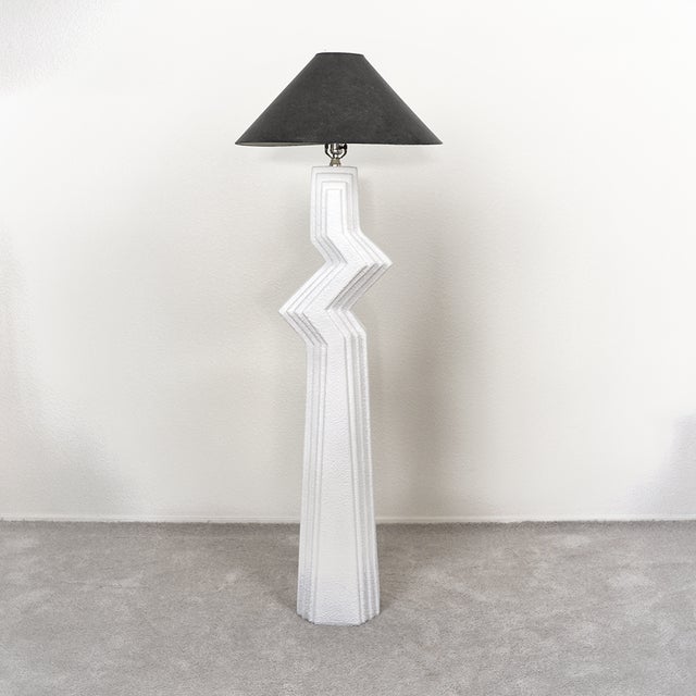 Vintage Zig Zag Plaster Floor Lamp 1980's Art Deco Style Chairish