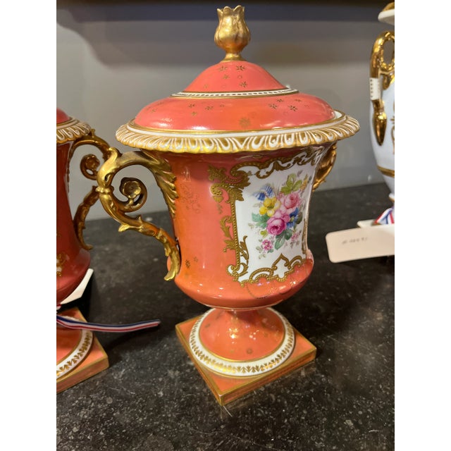 Renaissance 20th Century (Early) Pair English Royal Crown Derby Covered Urns Tiffany & Co. For Sale - Image 3 of 6