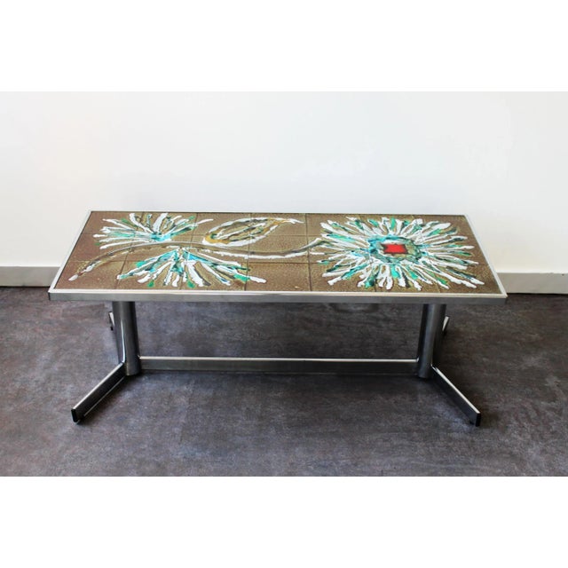 Bauhaus Ceramic and Chrome Coffee Table, 1970s For Sale - Image 3 of 10