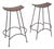 Mid Century Modern Woven Wicker Rattan & Black Iron Bar Stools - A Pair For Sale
