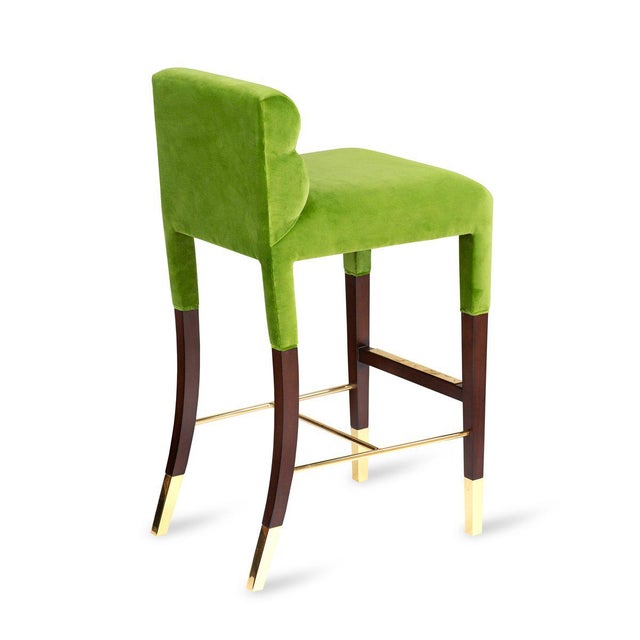 Gardner Bar Stool in Green Velvet Chairish