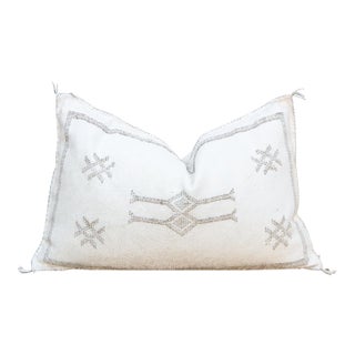 White Diamond Lumbar Moroccan Silk Pillow For Sale
