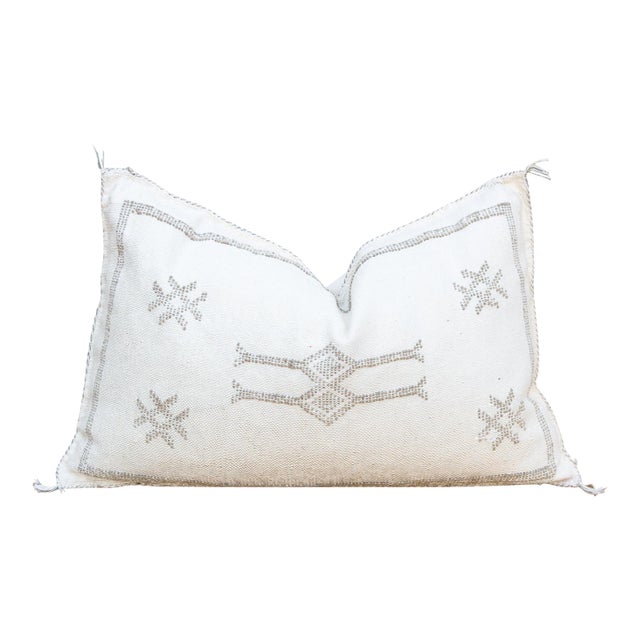 White Diamond Lumbar Moroccan Silk Pillow For Sale