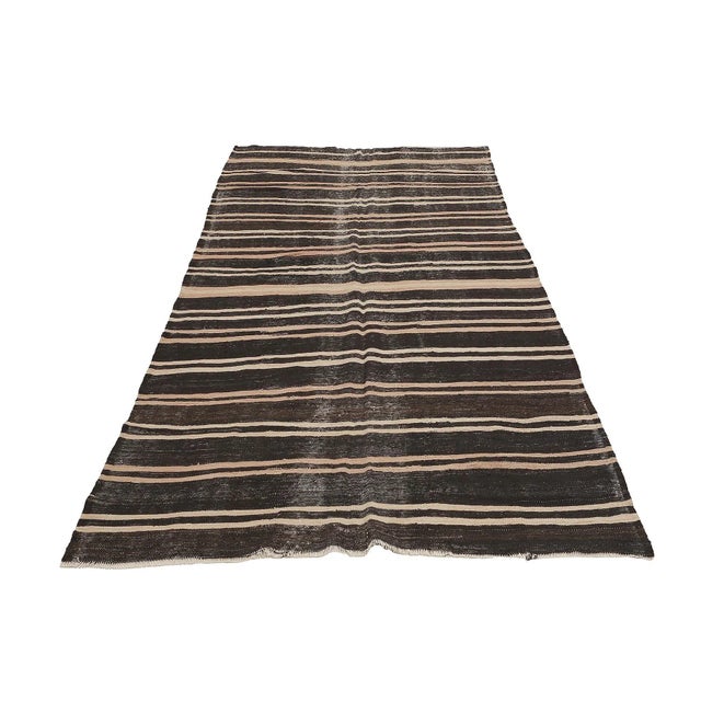 Striped vintage goat hair kilim rug from Afyon region of Turkey. Approximatelly 50-60 years old. In very good condition.