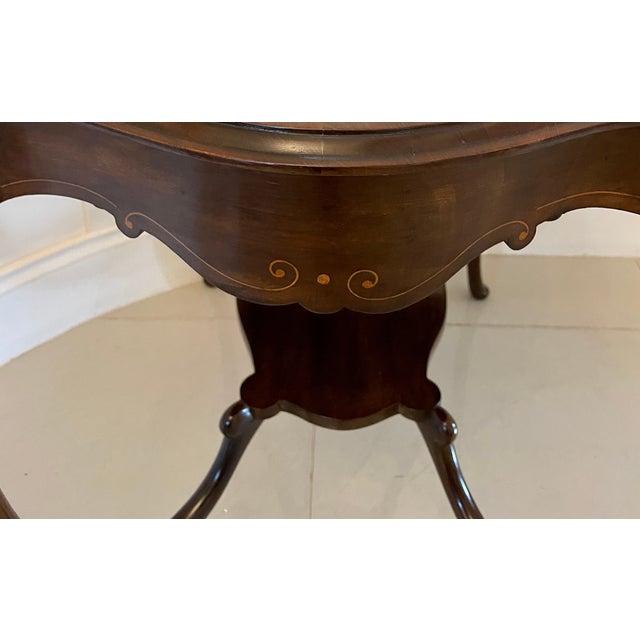 Victorian Mahogany Inlaid Shaped Centre Table, 1880s For Sale - Image 11 of 13