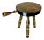 1950s Vintage Americana Rustic 3-Leg Wooden Stool With Handle, Eagle & Stars Motif. For Sale