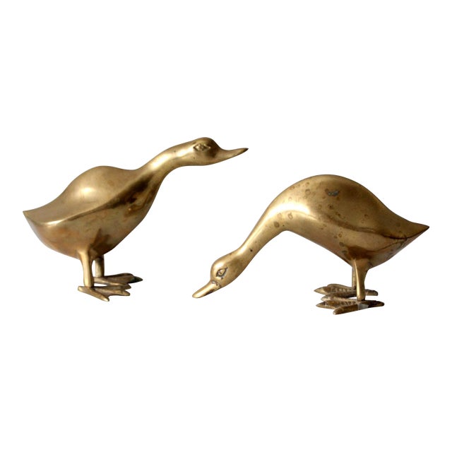 Mid Century Brass Bird Pair For Sale