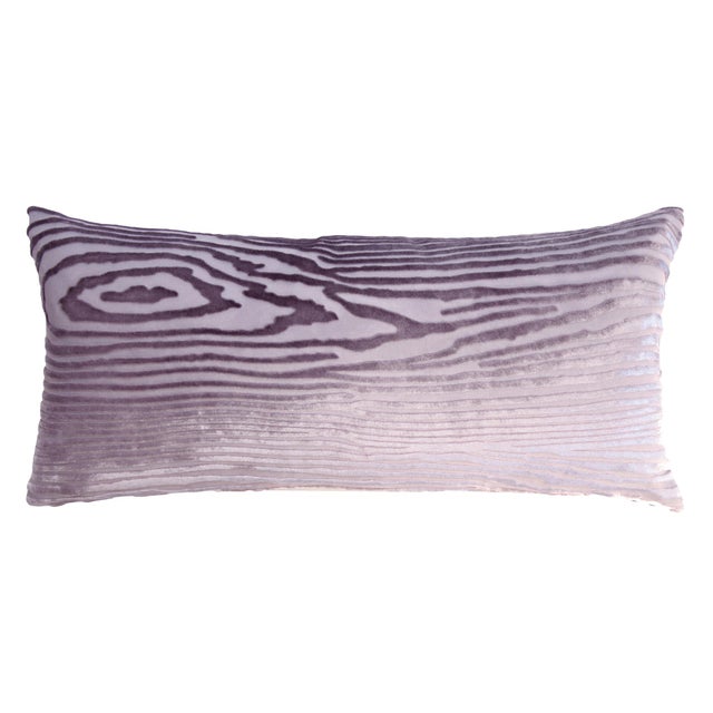 Contemporary Kevin O'Brien Woodgrain Faux Bois Thistle Mini Cut Velvet Pillow For Sale - Image 3 of 3
