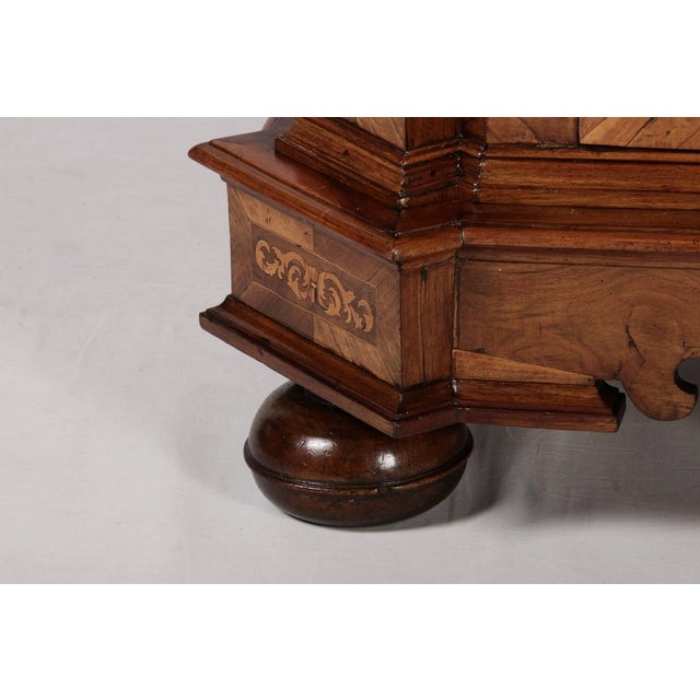 Brown Antique Baroque Walnut Cabinet with Pilasters, Corinthian Capitals and Inlays, Vienna, Austria, 1750s For Sale - Image 8 of 18