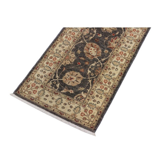 Boho Chic Ziegler Gray/Beige Wool Runner Rug- 2'6'' X 10'8'' For Sale - Image 4 of 10