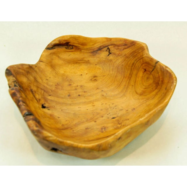 Vintage Organic unique sculpted teak burl wood root fruit bowl.Large Organic Natural Free Form Live Edge Sculptural Root...