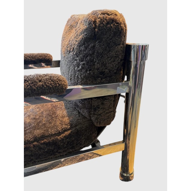 1970s 1970s Italian Chrome Leather Lounge Chairs For Sale - Image 5 of 7