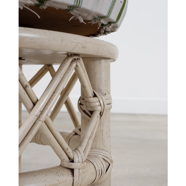 20th Century Round Rattan Swivel Ottoman Stool by Ficks Reed For Sale - Image 18 of 18