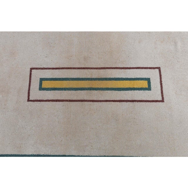 1940s Doris Leslie Blau Vintage French Art Deco Cream Hand-Knotted Wool Rug For Sale - Image 5 of 8