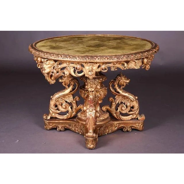 Brown 19th Napoleon III Salon Table in Giltwood, 1840s For Sale - Image 8 of 11