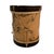 Vintage hand-crafted rawhide drum featuring a bold bucking horse and cowboy motif that repeats continuously around the...