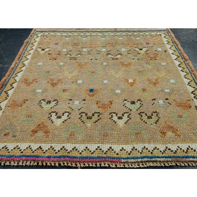 Turkish Mini Rug Oriental Hand Knotted Vintage Rug 2'5" x 2'5" #16231 For Sale In Houston - Image 6 of 8