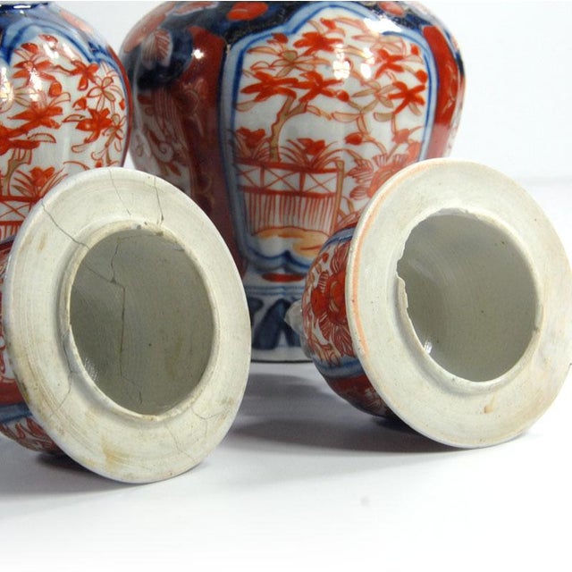 Antique Japanese Hand Painted Imari Vases, Set of 2 For Sale - Image 11 of 12