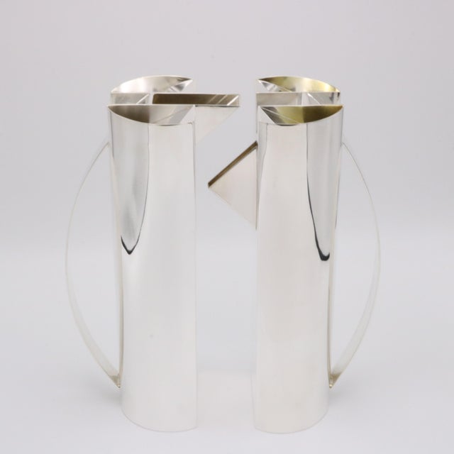 1980s Pair of Sterling Silver Interlocking Carafes For Sale - Image 9 of 9